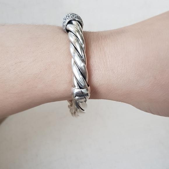 David Yurman 10mm Metro Diamond Station Bracelet - Picture 12 of 14
